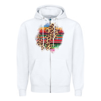 White serape leopard patch Zipper Hoodie - AdoDesignShop