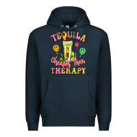Navy tequila cheaper than therapy Premium Hoodie - LillyAllenDesigns