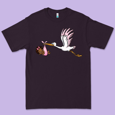 Stork With Black Baby Girl Premium Tee Designed By Barkaloodesign
