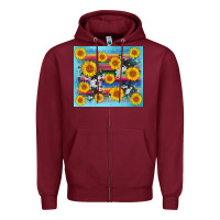 Burgundy serape cowhide sunflower Zipper Hoodie - AdoDesignShop