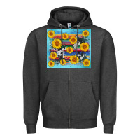 Charcoal Heather serape cowhide sunflower Zipper Hoodie - AdoDesignShop