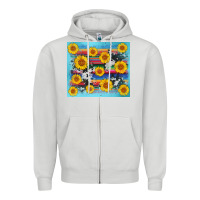 Dove Grey serape cowhide sunflower Zipper Hoodie - AdoDesignShop