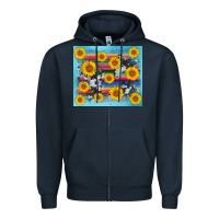 Navy serape cowhide sunflower Zipper Hoodie - AdoDesignShop