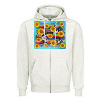 Oatmeal Heather serape cowhide sunflower Zipper Hoodie - AdoDesignShop