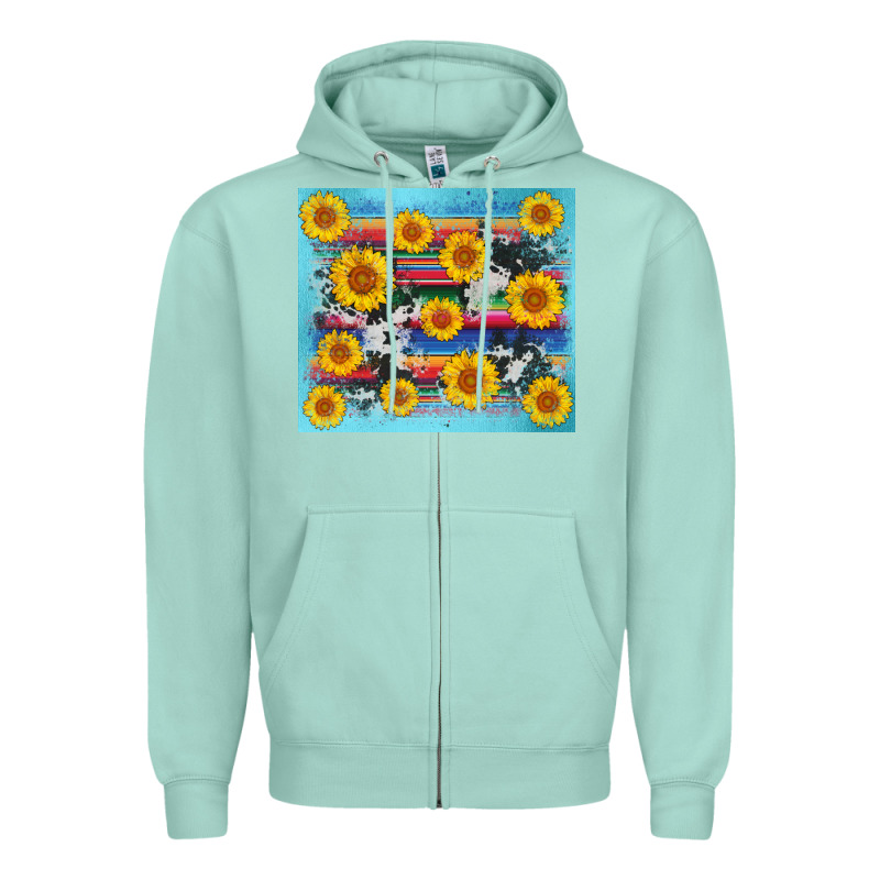 Serape Cowhide Sunflower Zipper Hoodie by AdoDesignShop | Teevron