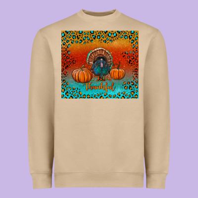 Thankful With Turkey And Pumpkins Heavyweight Sweatshirt Designed By Ranaportraitstore