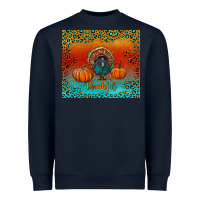 Navy thankful with turkey and pumpkins Heavyweight Sweatshirt - RanaPortraitStore