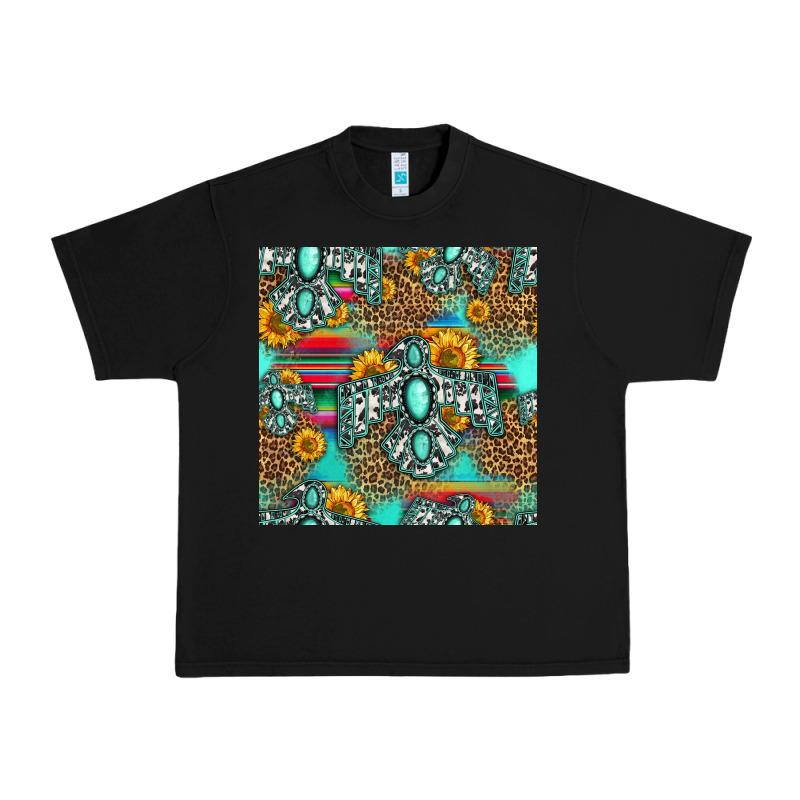Western Turquoise Thunderbird Seamless Pattern Urban Heavy Tee by HRA Design Shop | Teevron