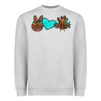 Heather Grey peace love thanksgiving turkey Heavyweight Sweatshirt - RanaPortraitStore