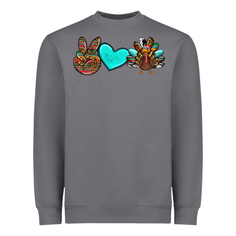 Peace Love Thanksgiving Turkey Heavyweight Sweatshirt by RanaPortraitStore | Teevron