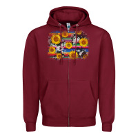 Burgundy serape cowhide sunflower background Zipper Hoodie - AdoDesignShop