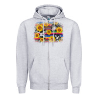 Heather Grey serape cowhide sunflower background Zipper Hoodie - AdoDesignShop