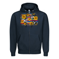 Navy serape cowhide sunflower background Zipper Hoodie - AdoDesignShop