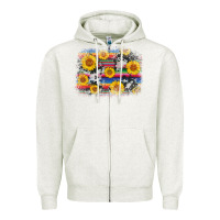 Oatmeal Heather serape cowhide sunflower background Zipper Hoodie - AdoDesignShop