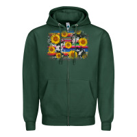 Sports Green serape cowhide sunflower background Zipper Hoodie - AdoDesignShop
