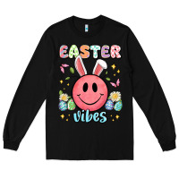 Black easter vibes smiley face Long Sleeve Tee - Artiststas