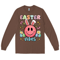 Chestnut easter vibes smiley face Long Sleeve Tee - Artiststas