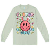 Matcha easter vibes smiley face Long Sleeve Tee - Artiststas