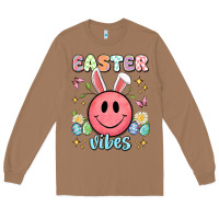 Toasted Coconut easter vibes smiley face Long Sleeve Tee - Artiststas