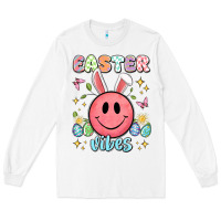 White easter vibes smiley face Long Sleeve Tee - Artiststas