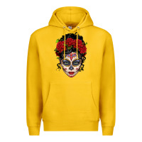 Lemon mexican sugar skull messy bun woman Premium Hoodie - LillyAllenDesigns