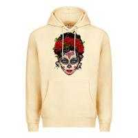 Pina Colada mexican sugar skull messy bun woman Premium Hoodie - LillyAllenDesigns