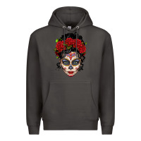Smoke mexican sugar skull messy bun woman Premium Hoodie - LillyAllenDesigns