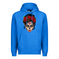True Royal mexican sugar skull messy bun woman Premium Hoodie - LillyAllenDesigns