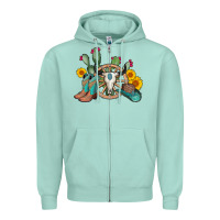 Seafoam wheel bull skull western cowboy Zipper Hoodie - AdoDesignShop