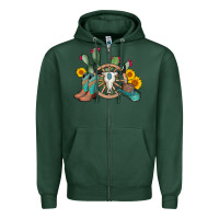 Sports Green wheel bull skull western cowboy Zipper Hoodie - AdoDesignShop