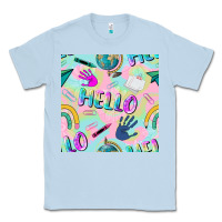 Dusty Blue hello kindergarten seamless pattern Classic Tee - BundleAndBundleShop