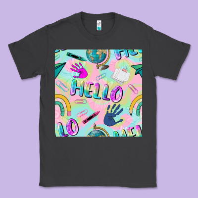 Hello Kindergarten Seamless Pattern Classic Tee Designed By Bundleandbundleshop