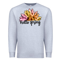 Heather Grey hello spring Premium Sweatshirt - MaliasSmallBusiness