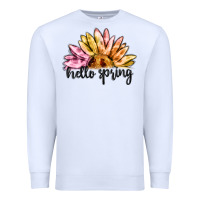 White hello spring Premium Sweatshirt - MaliasSmallBusiness