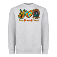 Heather Grey peace love thankful Heavyweight Sweatshirt - RanaPortraitStore