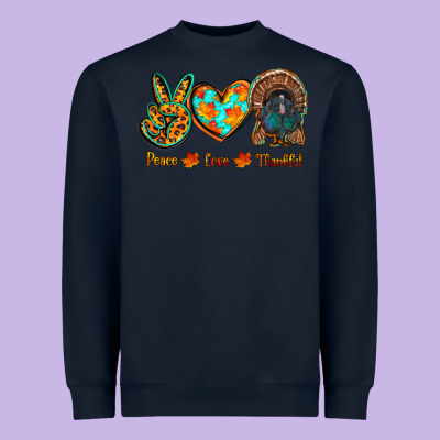 Peace Love Thankful Heavyweight Sweatshirt Designed By Ranaportraitstore