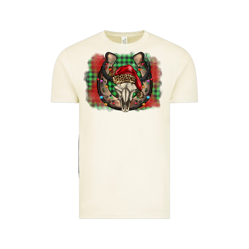 Christmas Horseshoe Bull Skull Vintage Tee by BarkalooDesign | Teevron