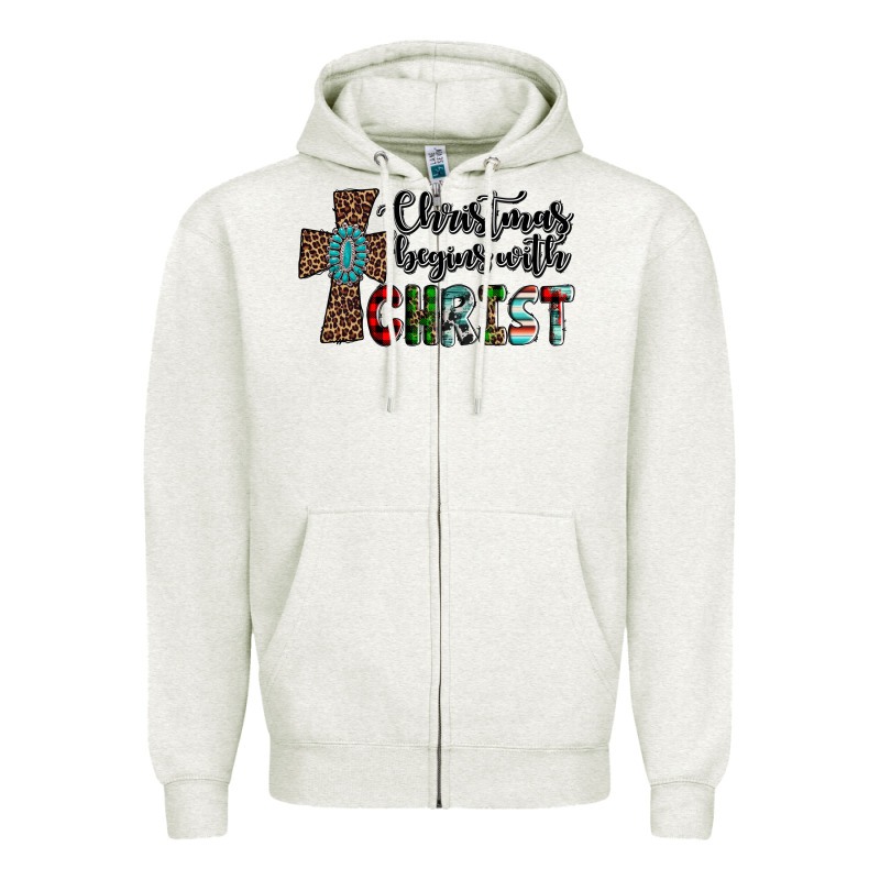 Christmas Begins With Christ Zipper Hoodie by AdoDesignShop | Teevron