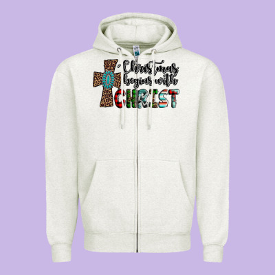 Christmas Begins With Christ Zipper Hoodie Designed By Adodesignshop