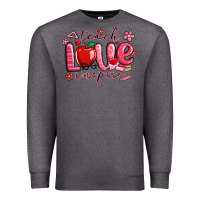 Charcoal Heather teach love inspire valentines day Premium Sweatshirt - MaliasSmallBusiness