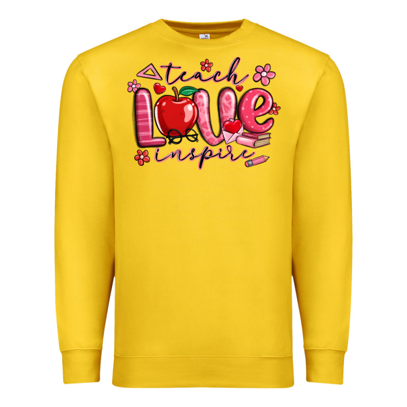 Teach Love Inspire Valentines Day Premium Sweatshirt by MaliasSmallBusiness | Teevron