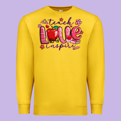 Teach Love Inspire Valentines Day Premium Sweatshirt Designed By Maliassmallbusiness