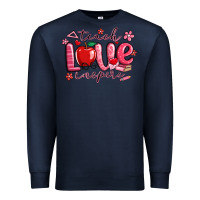 Navy teach love inspire valentines day Premium Sweatshirt - MaliasSmallBusiness