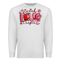Oatmeal Heather teach love inspire valentines day Premium Sweatshirt - MaliasSmallBusiness