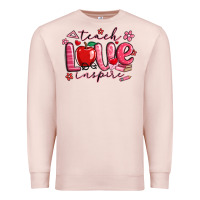 Pale Pink teach love inspire valentines day Premium Sweatshirt - MaliasSmallBusiness