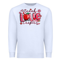 White teach love inspire valentines day Premium Sweatshirt - MaliasSmallBusiness