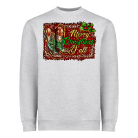 Heather Grey merry christmas y'all boots Heavyweight Sweatshirt - RanaPortraitStore