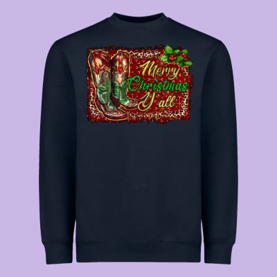 Merry Christmas Y'all Boots Heavyweight Sweatshirt Designed By Ranaportraitstore