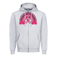 Heather Grey breast cancer rainbow Zipper Hoodie - AdoDesignShop