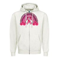 Oatmeal Heather breast cancer rainbow Zipper Hoodie - AdoDesignShop